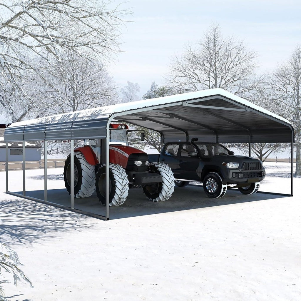 MPT Extra Large Premium Heavy Duty Outdoor Metal Carport Shelter, 20x20FT (97425861) - SAKSBY.com - Sheds, Garages & Carports - SAKSBY.com