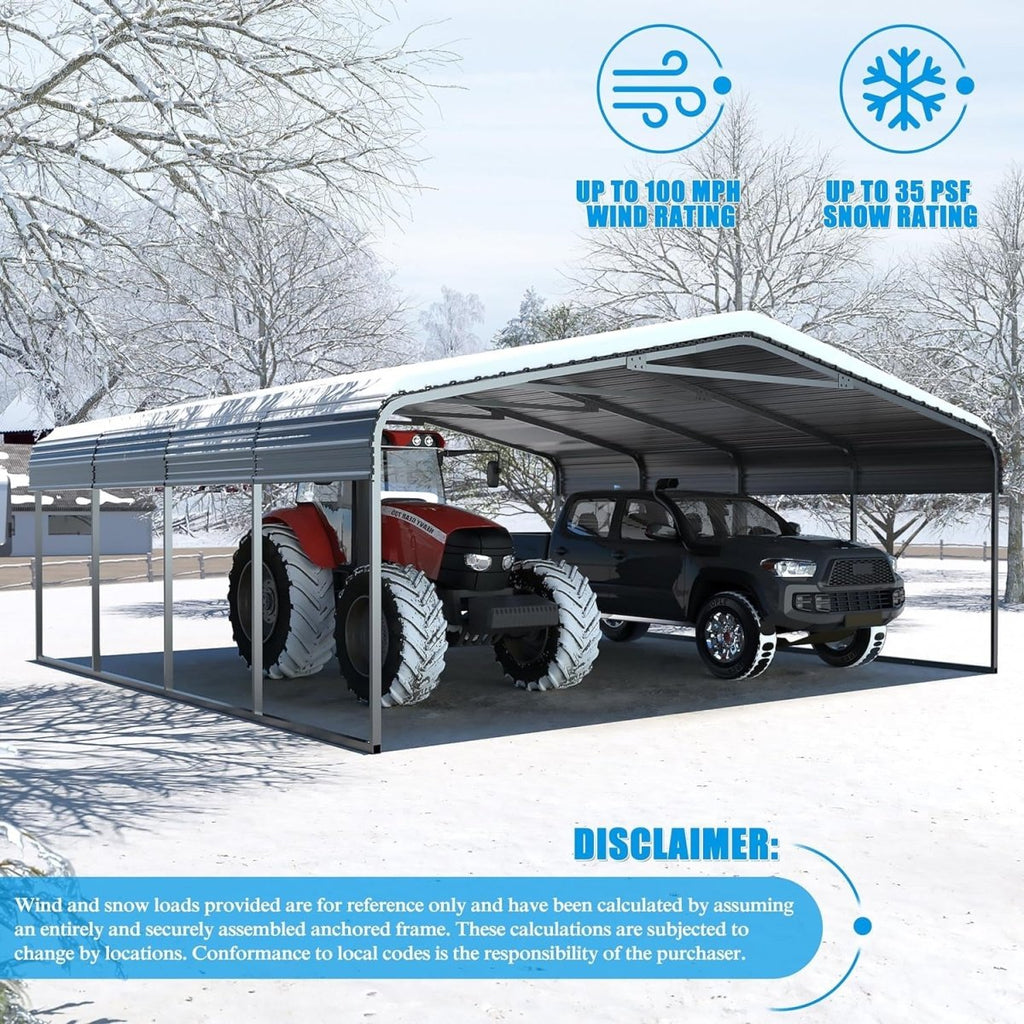 MPT Extra Large Premium Heavy Duty Outdoor Metal Carport Shelter, 20x20FT (97425861) - SAKSBY.com - Sheds, Garages & Carports - SAKSBY.com