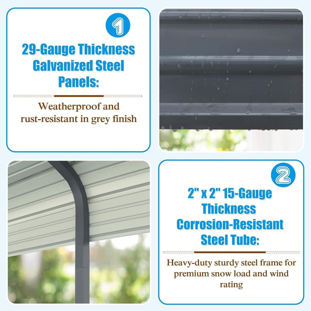 MPT Extra Large Premium Heavy Duty Outdoor Metal Carport Shelter, 20x20FT (97425861) - SAKSBY.com - Sheds, Garages & Carports - SAKSBY.com