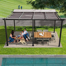 Outdoor Retractable Backyard Aluminum Metal Pergola Gazebo With Roof, (11x16)' (97516804) - Demonstration View