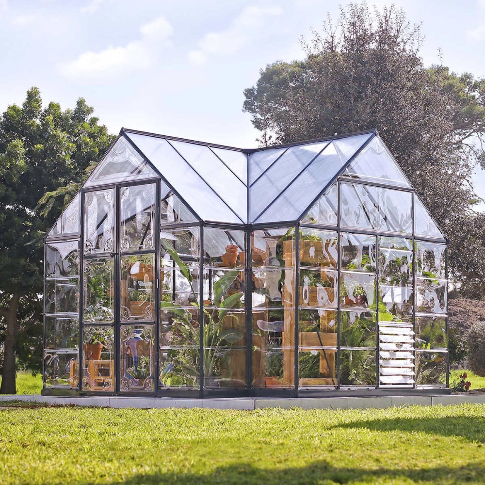 PLM Premium T-Shaped Cathedral Outdoor Walk-In Greenhouse And Solarium, 10x12FT (91364285) - SAKSBY.com - Greenhouses - SAKSBY.com