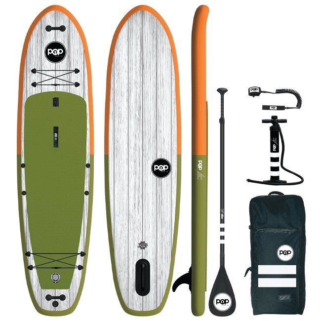 POP BOARD CO Inflatable Board 11'6 El Capitan Green/Orange - SAKSBY.com - Stand Up Paddle Boards - SAKSBY.com
