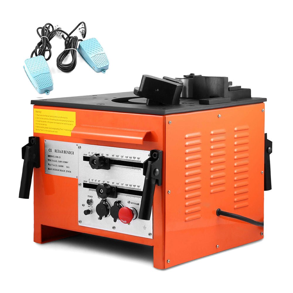 Portable Electric 1 Inch Rebar Metal Conduit Pipe Tube Bender W/ Foot Switch (96712584) - SAKSBY.com - Side View