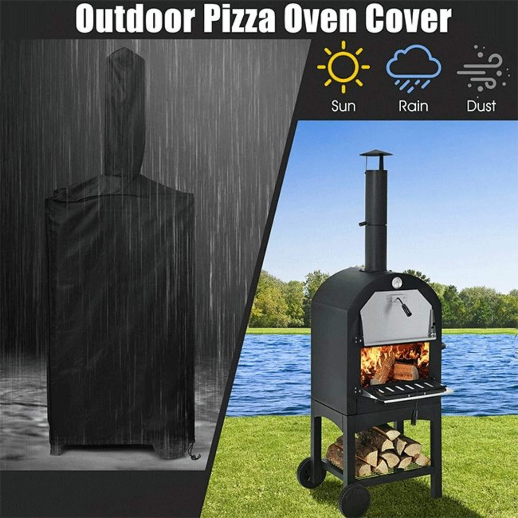 Portable Outdoor Wood Fired Pizza Oven W/ Pizza Stone & Waterproof Cover (SAK82635) - Sasksby Wholesale -Cover View