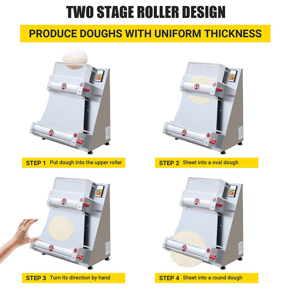 Premium Electric Commercial Pizza Dough Roller Pastry Sheeter Press Machine, 16" Comparison View