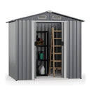 Premium Garden Galvanized Steel Storage Shed W/ Lockable Sliding Doors, 6x4' (SAK75842) - Saksby Wholesale - Front Right View