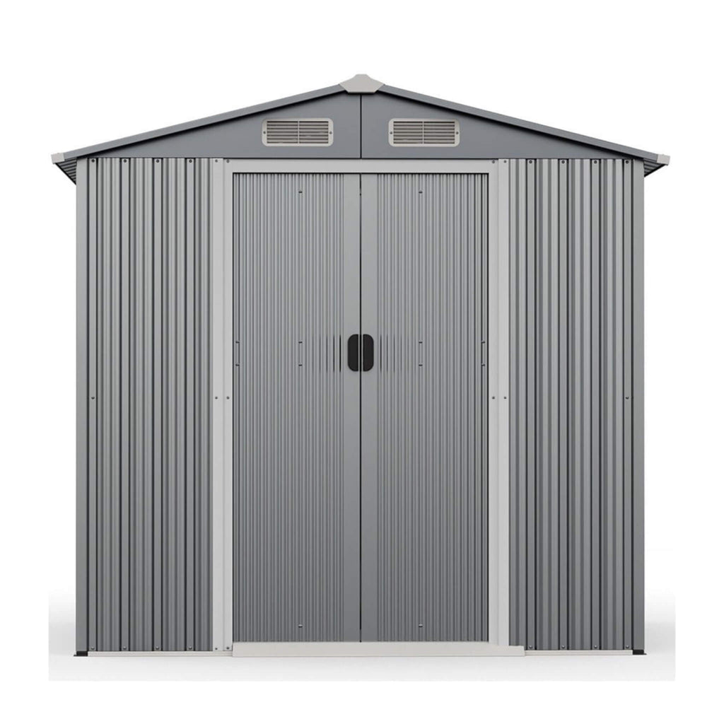 Premium Garden Galvanized Steel Storage Shed W/ Lockable Sliding Doors, 6x4' (SAK75842) - Saksby Wholesale - Front View