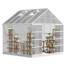 Premium Outdoor Aluminum Walk-In Greenhouse With Polycarbonate Panels & Sliding Doors, Side View