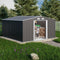 Premium Outdoor Galvanized Steel Backyard Storage Shed W/ Dual Lockable Sliding Doors, 11x13' Side View