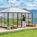 Premium Outdoor Polycarbonate Greenhouse With Aluminum Frame And Double Swing Doors, 14x10x9FT (93841752) -Demonstration View
