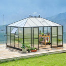 Premium Outdoor Polycarbonate Greenhouse With Aluminum Frame And Double Swing Doors, 14x10x9FT (93841752) -Side View