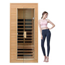Single-Person Indoor Low EMF FAR Infrared Heat Hemlock Wood Personal Home Spa Sauna, 1200W (91827463) - Front View