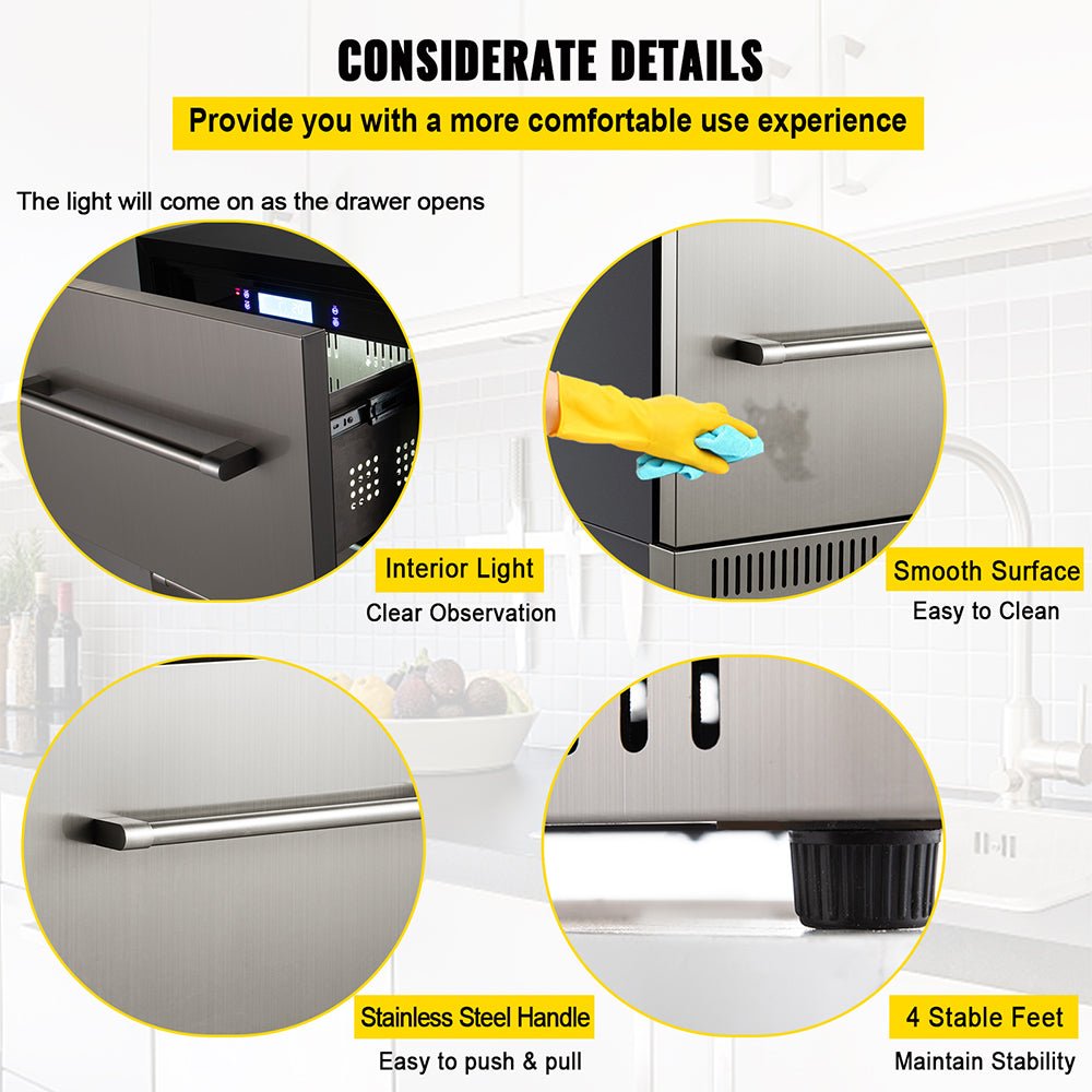 Small Double Drawer Stainless Steel Built-In Undercounter Beverage Refrigerator, 5.1 Cu.Ft. (98450273) - Zoom Parts View