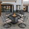 SOPHIA & WILLIAM Outdoor Gas Fire Pit Table Set W/ Cushioned Swivel Dining Chairs, 5PCS - SAKSBY.com -Demonstration View
