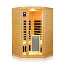 Two-Person Corner Space Infrared Wooden Sauna Room With Bluetooth Speakers, 1600W (SAK81524)- Saksby Wholesale - Front View
