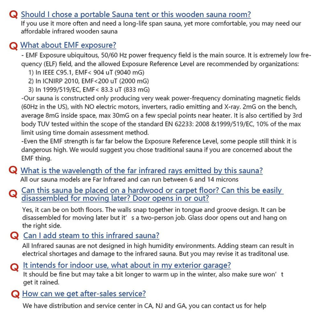 Two-Person Corner Space Infrared Wooden Sauna Room With Bluetooth Speakers, 1600W (SAK81524)- Saksby Wholesale - FAQs View