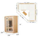Two-Person Corner Space Infrared Wooden Sauna Room With Bluetooth Speakers, 1600W (97381524) - Measurement View