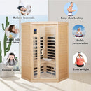 Two-Person Corner Space Infrared Wooden Sauna Room With Bluetooth Speakers, 1600W (SAK81524)- Saksby Wholesale - Sauna Features View