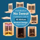 Two-Person Corner Space Infrared Wooden Sauna Room With Bluetooth Speakers, 1600W (SAK81524)- Saksby Wholesale - Product Space Overview