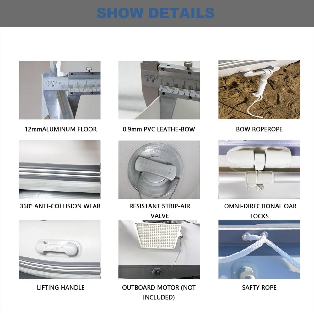 VIRTUE US 5-Person Inflatable Dinghy Transom Sport Tender Boat, 10FT (94726183) - SAKSBY.com - Inflatable Boats - SAKSBY.com