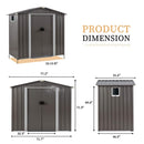 [04X06FT] Outdoor Galvanized Metal Storage Shed With Sliding Door (SAK96472) - Saksby Wholesale - Dimensions