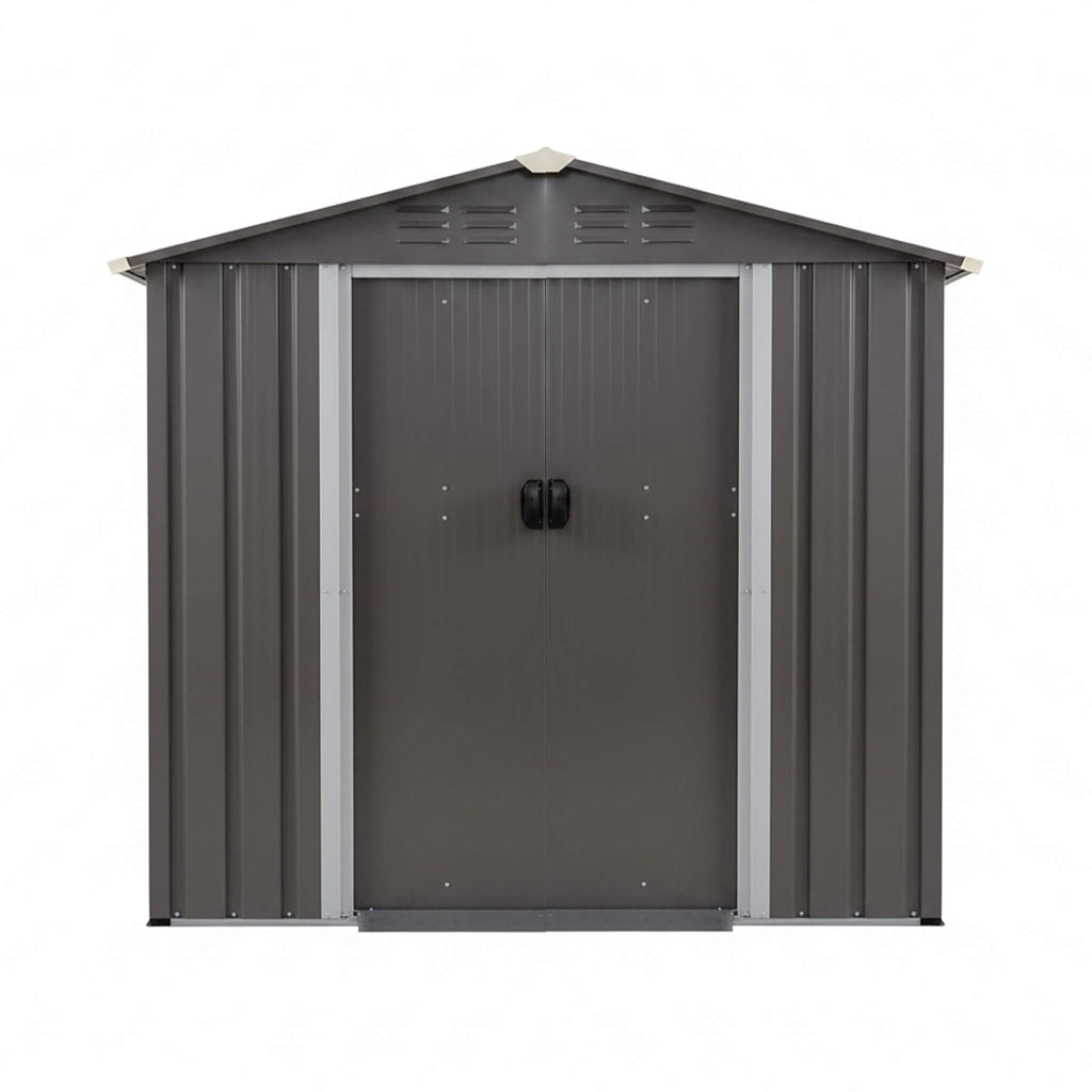 [04X06FT] Outdoor Galvanized Metal Storage Shed With Sliding Door (SAK96472) - Saksby Wholesale - Front View