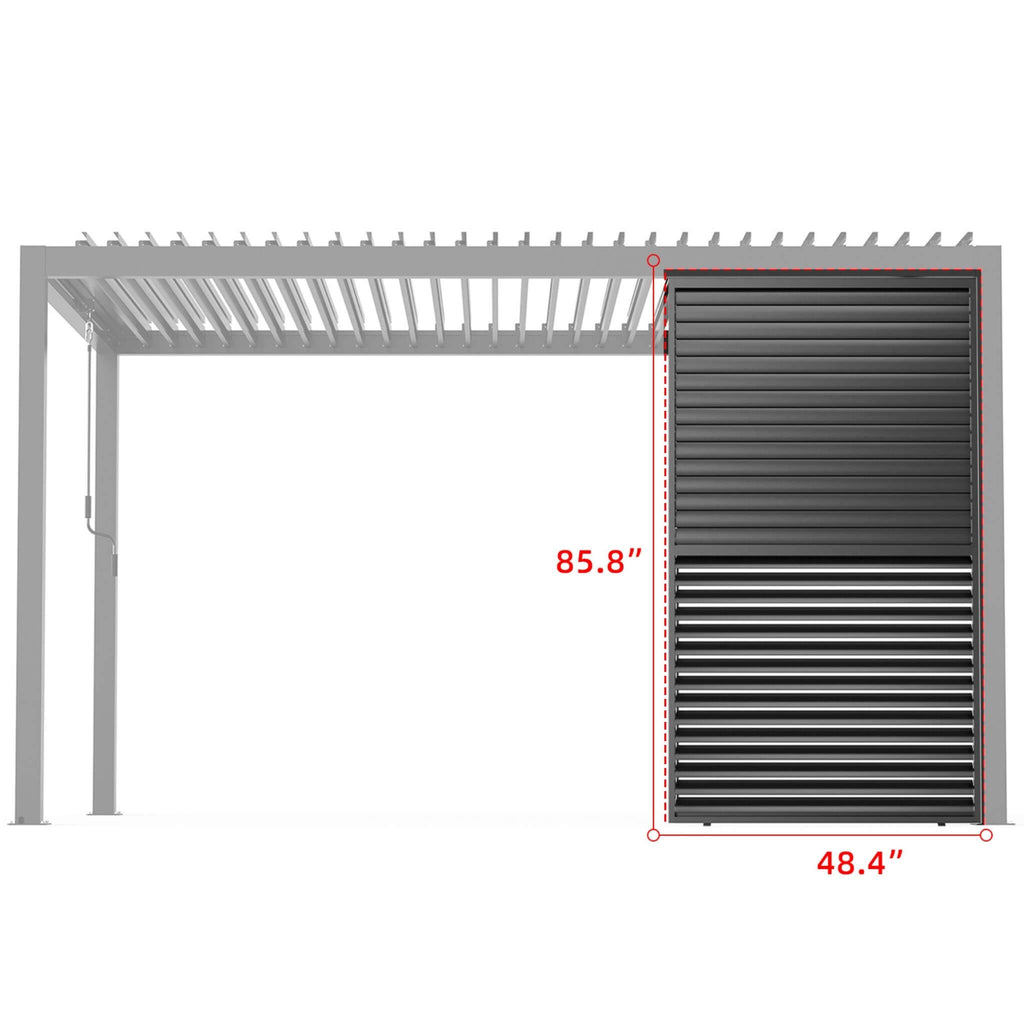 [04X07FT] Alora Premium Adjustable Aluminum Louvered Pergola With Side Wall Panel (SAK25458) - Saksby Wholesale - Dimensions