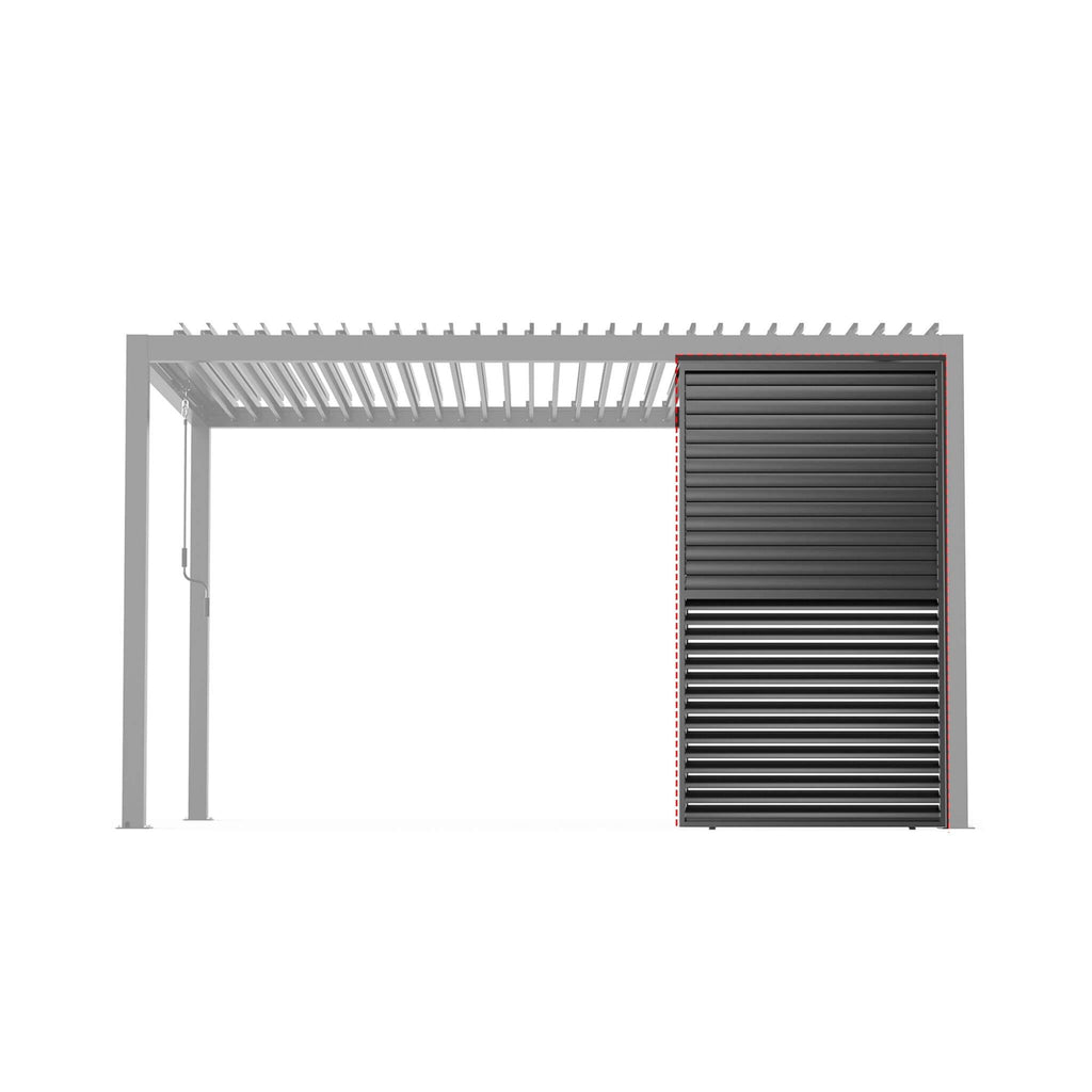 [04X07FT] Alora Premium Adjustable Aluminum Louvered Pergola With Side Wall Panel (SAK25458) - Saksby Wholesale - Front View