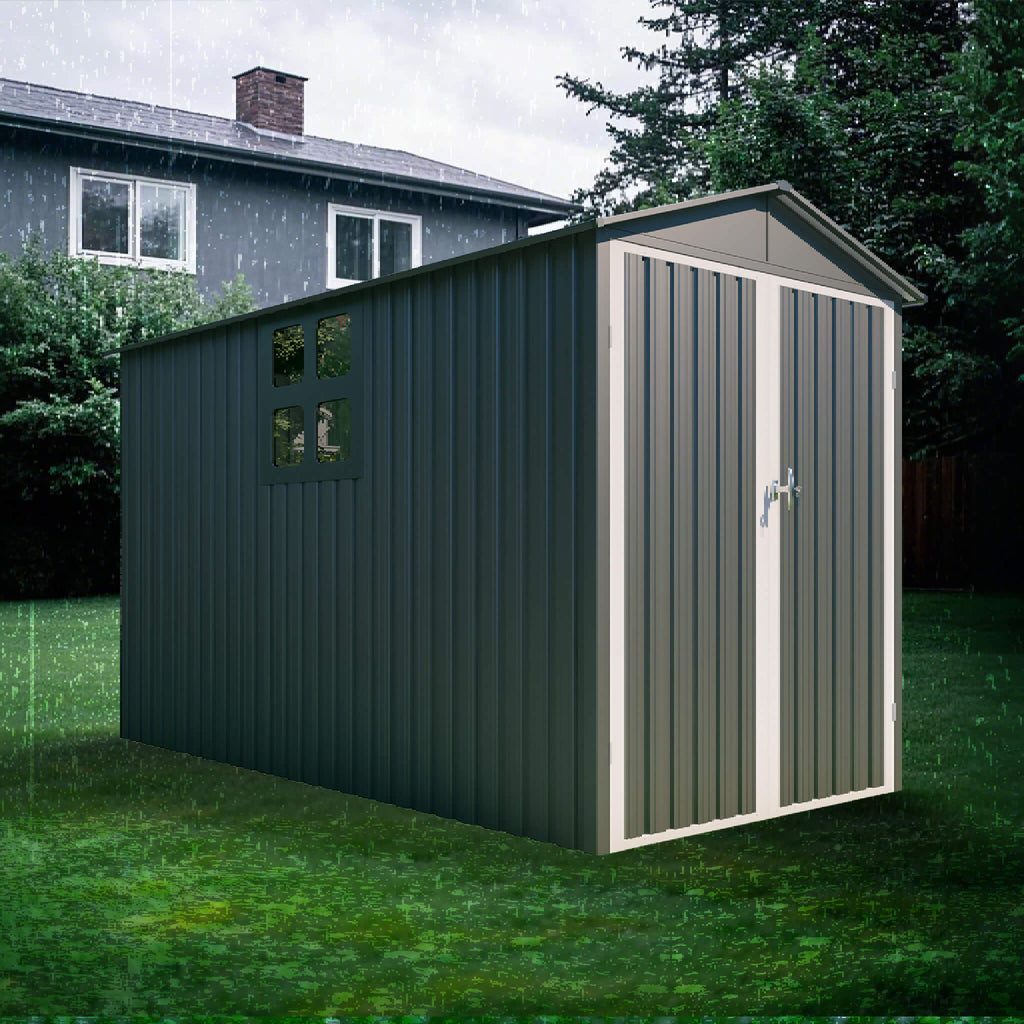 [05X10FT] Alora Large Weatherproof Outdoor Motocycle And Tools Storage Shed (SAK91642) - Saksby Wholesale - Outside View