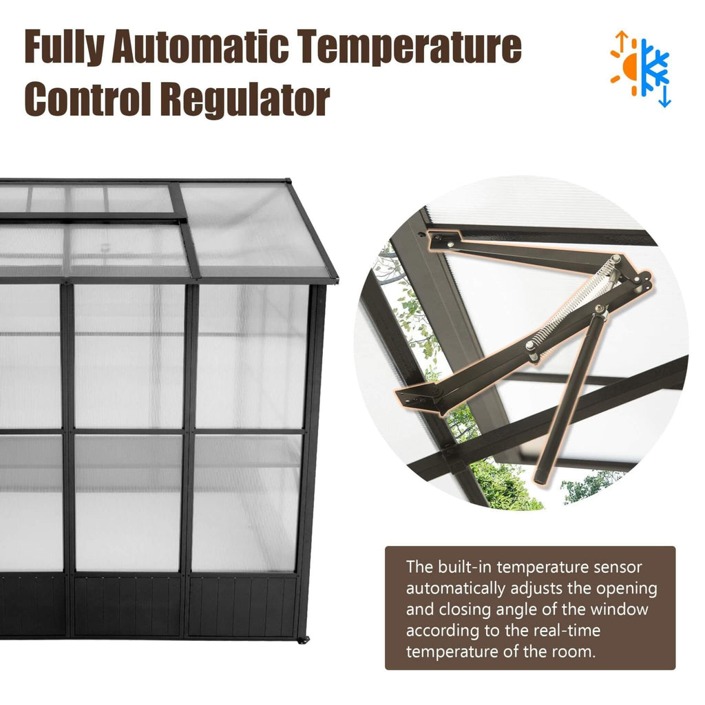 [06X08FT] Heavy Duty Outdoor Polycarbonate Greenhouse With Fully Automatic Temperature Control Vent (SAK51892) - Saksby Wholesale - Automatic Temparature Control Regulator