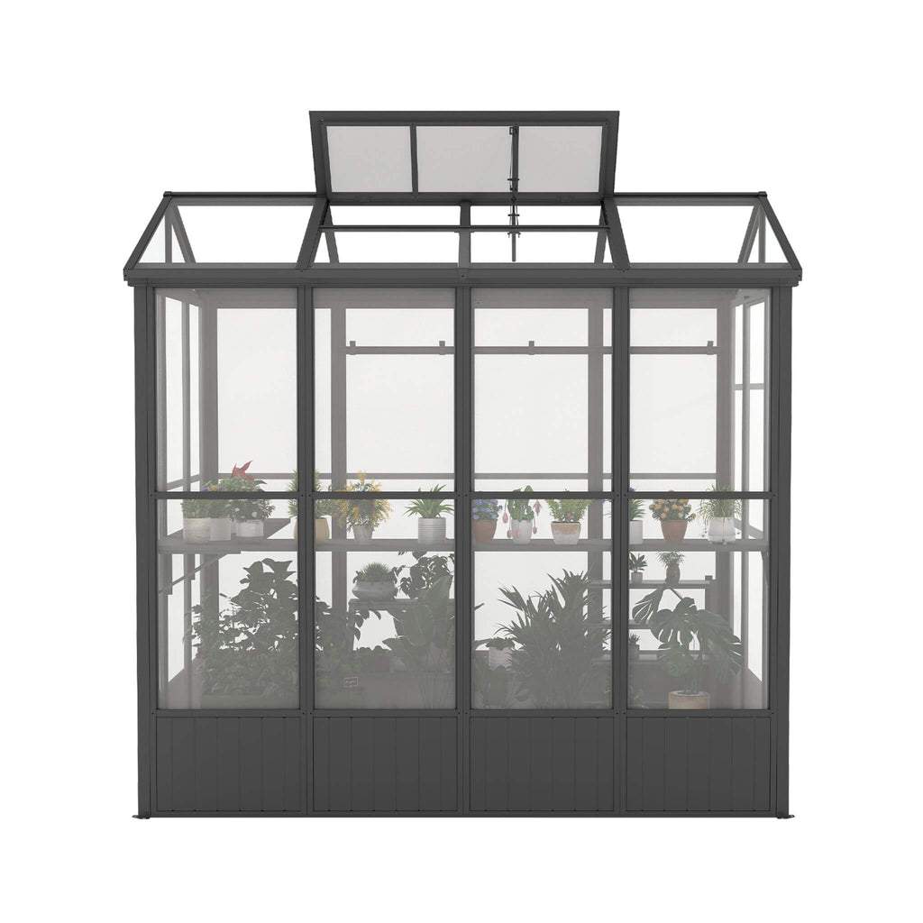 [06X08FT] Heavy Duty Outdoor Polycarbonate Greenhouse With Fully Automatic Temperature Control Vent (SAK51892) - Saksby Wholesale - Front View In White Background