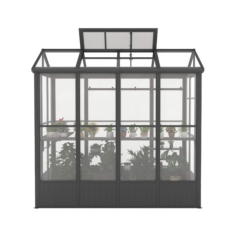 [06X08FT] Heavy Duty Outdoor Polycarbonate Greenhouse With Fully Automatic Temperature Control Vent (SAK51892) - Saksby Wholesale - Front View In White Background
