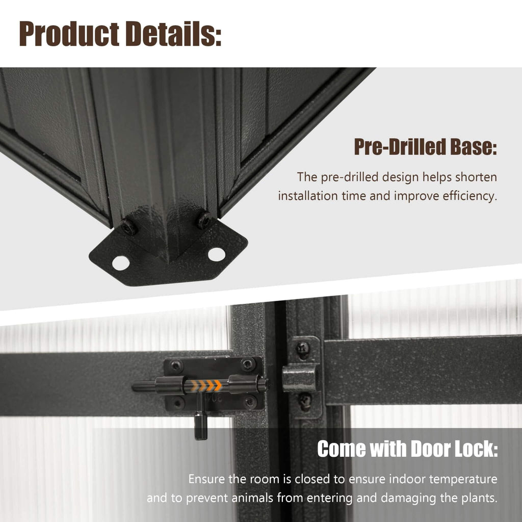 [06X08FT] Heavy Duty Outdoor Polycarbonate Greenhouse With Fully Automatic Temperature Control Vent (SAK51892) - Saksby Wholesale - Product Details
