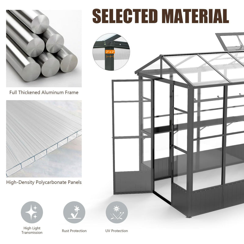 [06X08FT] Heavy Duty Outdoor Polycarbonate Greenhouse With Fully Automatic Temperature Control Vent (SAK51892) - Saksby Wholesale - Selected Material