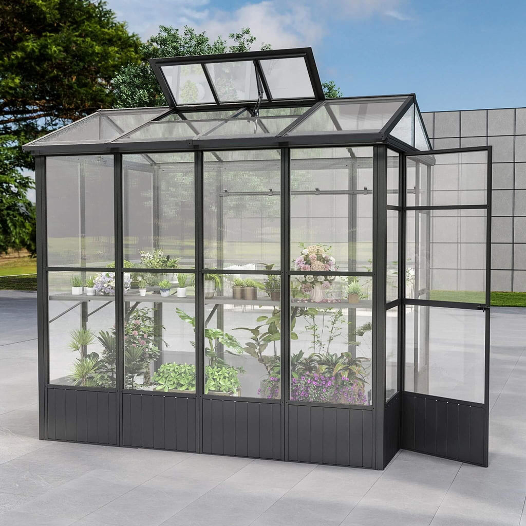 [06X08FT] Heavy Duty Outdoor Polycarbonate Greenhouse With Fully Automatic Temperature Control Vent (SAK51892) - Saksby Wholesale - Side View