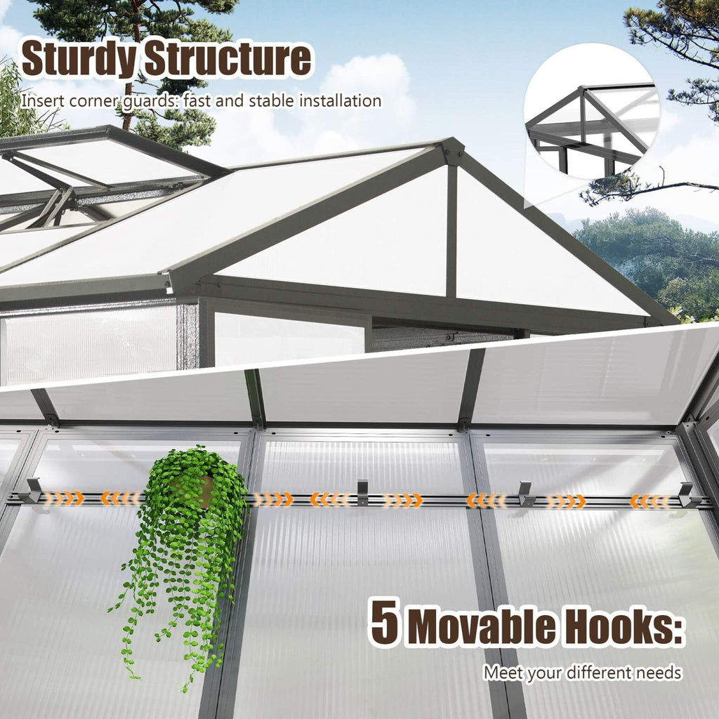 [06X08FT] Heavy Duty Outdoor Polycarbonate Greenhouse With Fully Automatic Temperature Control Vent (SAK51892) - Saksby Wholesale - Structure