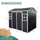 [06x08FT] Outdoor Resin Patio Garden Shed With Floor, 2 Windows, And Lockable Doors (SAK54953) - Saksby Wholesale - Dimensions