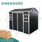 [06x08FT] Outdoor Resin Patio Garden Shed With Floor, 2 Windows, And Lockable Doors (SAK54953) - Saksby Wholesale - Dimensions