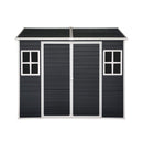 [06x08FT] Outdoor Resin Patio Garden Shed With Floor, 2 Windows, And Lockable Doors (SAK54953) - Saksby Wholesale - Front View