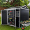[06x08FT] Outdoor Resin Patio Garden Shed With Floor, 2 Windows, And Lockable Doors (SAK54953) - Saksby Wholesale - Open Doors Side View