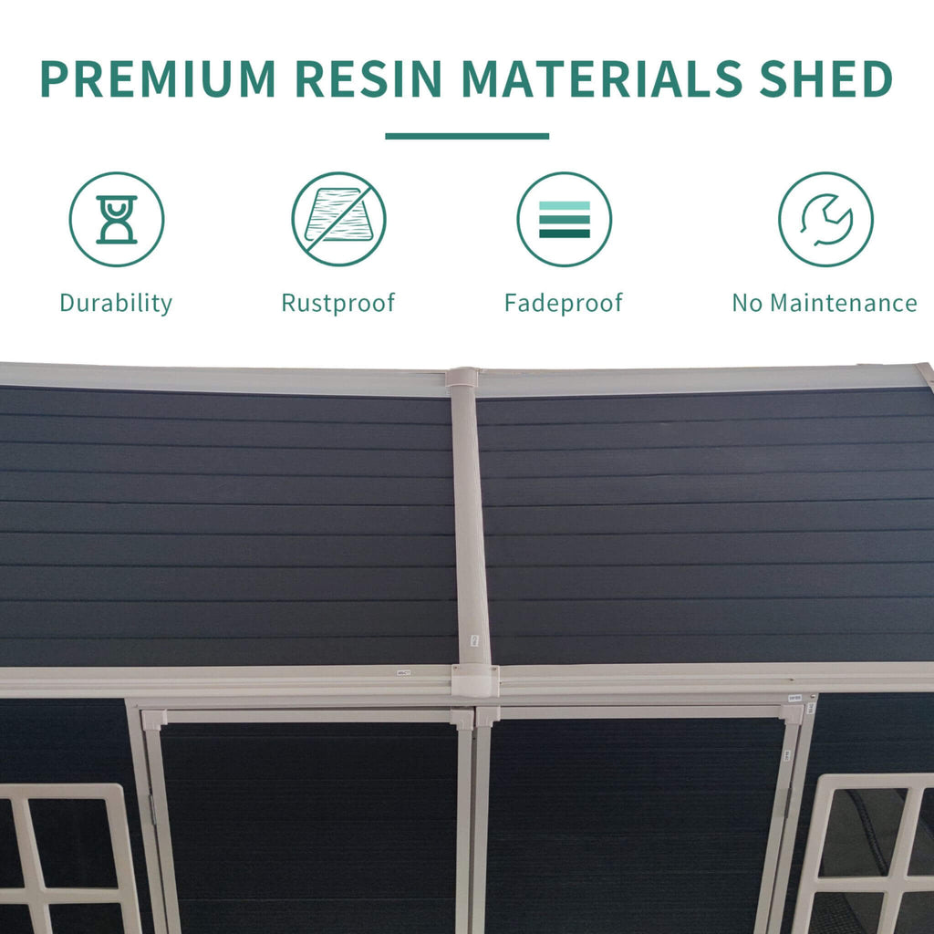 [06x08FT] Outdoor Resin Patio Garden Shed With Floor, 2 Windows, And Lockable Doors (SAK54953) - Saksby Wholesale - Premium Shed Features