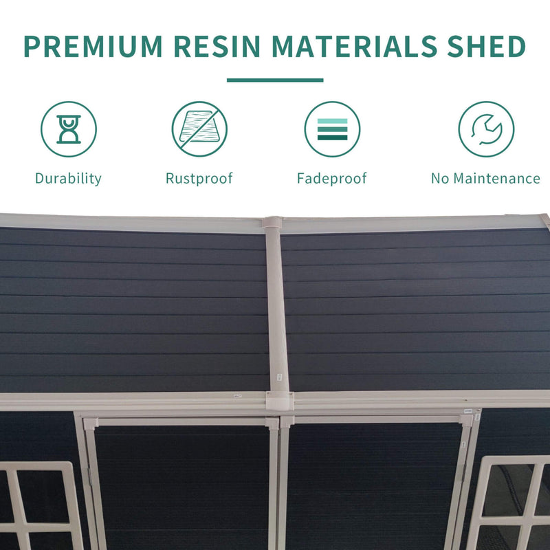 [06x08FT] Outdoor Resin Patio Garden Shed With Floor, 2 Windows, And Lockable Doors (SAK54953) - Saksby Wholesale - Premium Shed Features