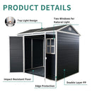 [06x08FT] Outdoor Resin Patio Garden Shed With Floor, 2 Windows, And Lockable Doors (SAK54953) - Saksby Wholesale - Product Details