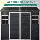 [06x08FT] Outdoor Resin Patio Garden Shed With Floor, 2 Windows, And Lockable Doors (SAK54953) - Saksby Wholesale - Weather Resistant