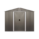 [06X08FT] Alora Premium Outdoor Metal Storage Shed With Metal Floor Frame (SAK95204) - Saksby Wholesale - Gray Front View