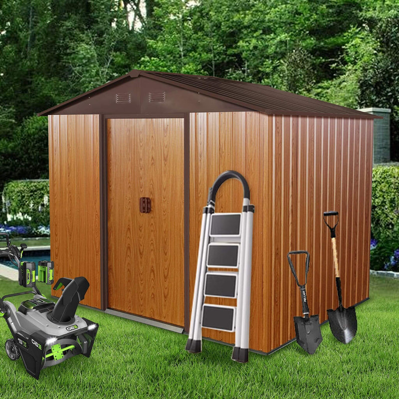 [06X08FT] Premium Outdoor Metal Storage Shed With Metal Floor Frame (SAK95204) - Saksby Wholesale - Backyard Lifestyle