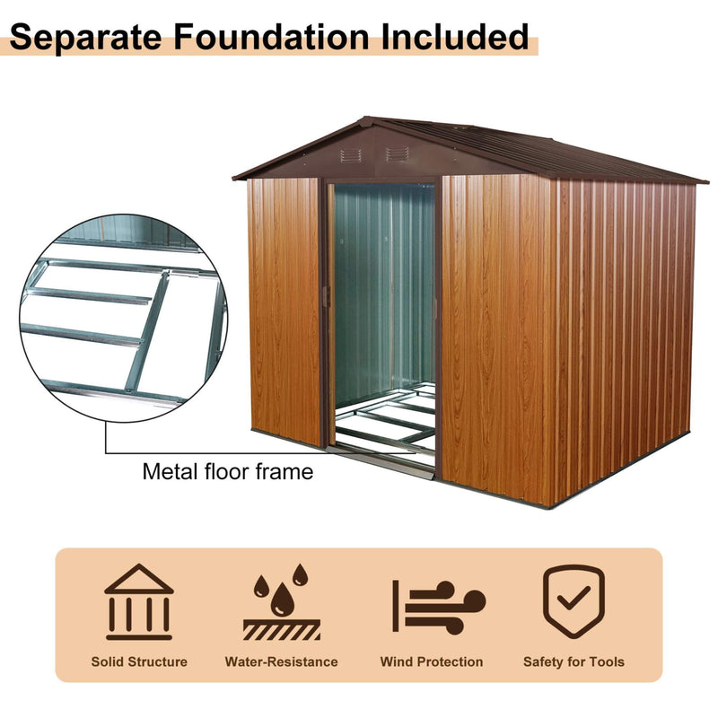 [06X08FT] Premium Outdoor Metal Storage Shed With Metal Floor Frame (SAK95204) - Saksby Wholesale - Features
