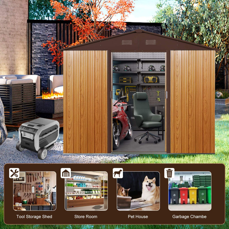 [06X08FT] Premium Outdoor Metal Storage Shed With Metal Floor Frame (SAK95204) - Saksby Wholesale - Function