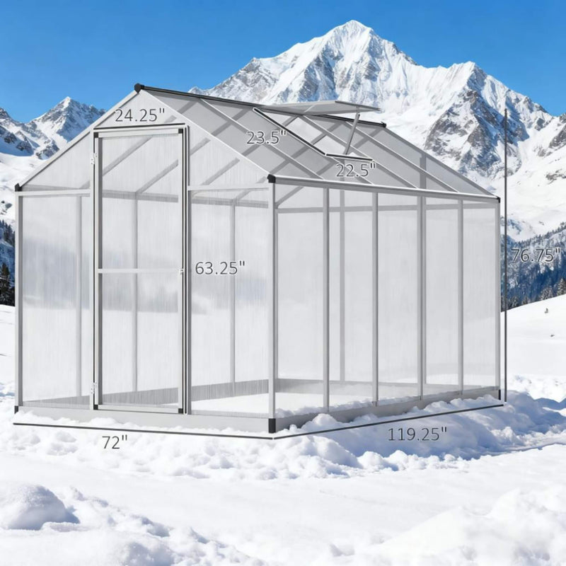Large Walk-In Backyard Greenhouse With Rainwater Collection System And Roof Vent (SAK93581) - Saksby Wholesale - Dimension View