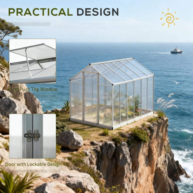 Large Walk-In Backyard Greenhouse With Rainwater Collection System And Roof Vent (SAK93581) - Saksby Wholesale - Design View